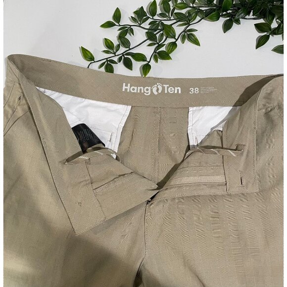 Hang Ten Mens Beige Plaid Shorts With Pocket Detail Size 38 - Picture 4 of 14